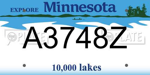 A3748Z Minnesota License Plate