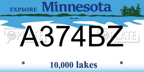 A374BZ Minnesota License Plate