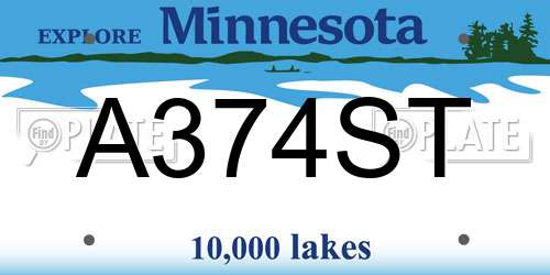 A374ST Minnesota License Plate