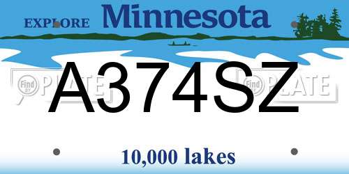 A374SZ Minnesota License Plate