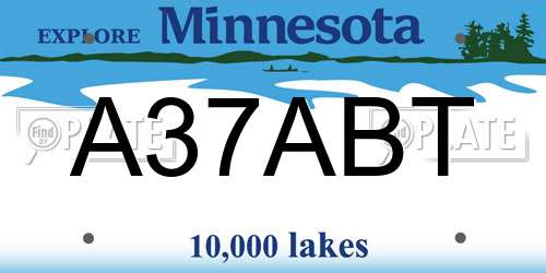 A37ABT Minnesota License Plate