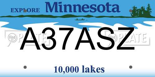 A37ASZ Minnesota License Plate