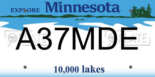 A37MDE Minnesota License Plate