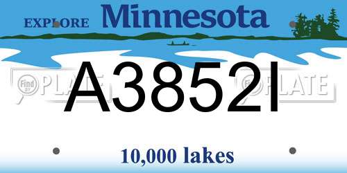 A3852I Minnesota License Plate