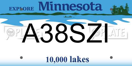 A38SZI Minnesota License Plate
