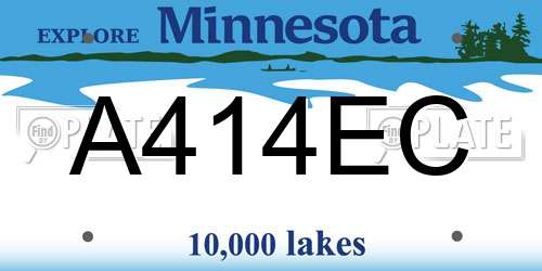 A414EC Minnesota License Plate