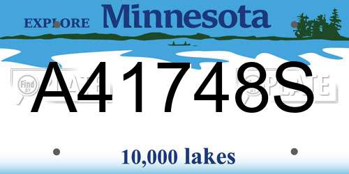 A41748S Minnesota License Plate