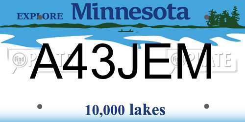 A43JEM Minnesota License Plate