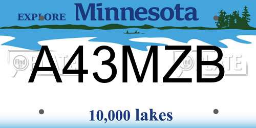 A43MZB Minnesota License Plate