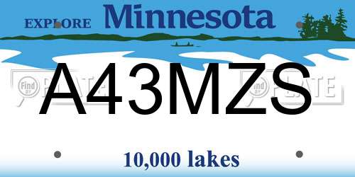 A43MZS Minnesota License Plate