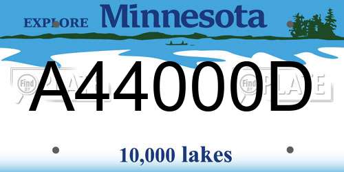 A44000D Minnesota License Plate