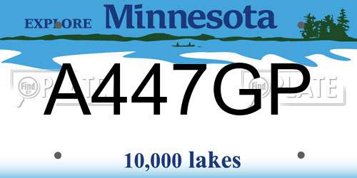 A447GP Minnesota License Plate