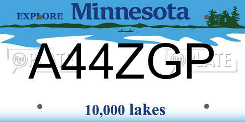 A44ZGP Minnesota License Plate