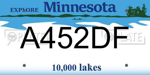 A452DF Minnesota License Plate