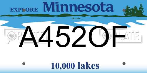 A452OF Minnesota License Plate