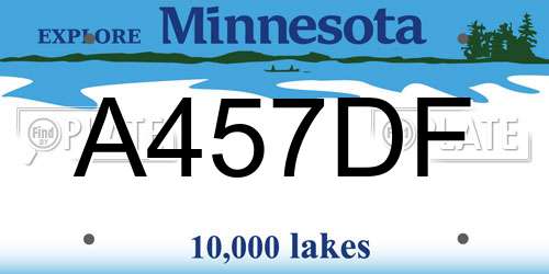 A457DF Minnesota License Plate