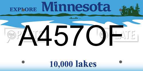 A457OF Minnesota License Plate