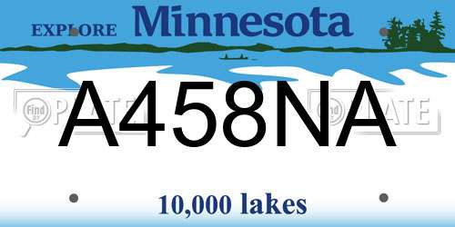 A458NA Minnesota License Plate