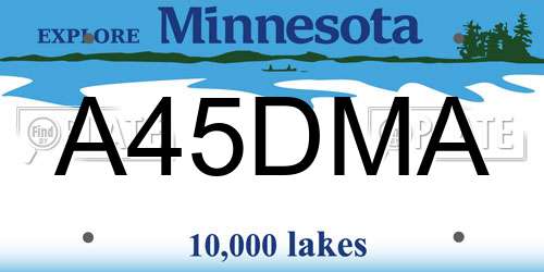 A45DMA Minnesota License Plate