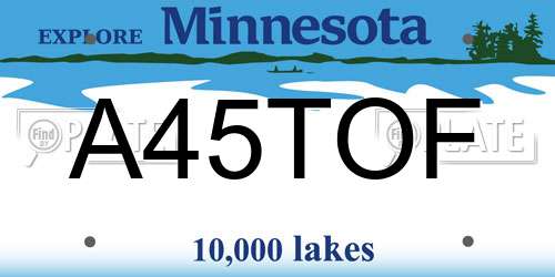 A45TOF Minnesota License Plate