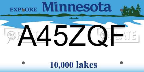 A45ZQF Minnesota License Plate