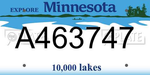 A463747 Minnesota License Plate