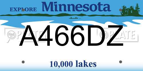 A466DZ Minnesota License Plate