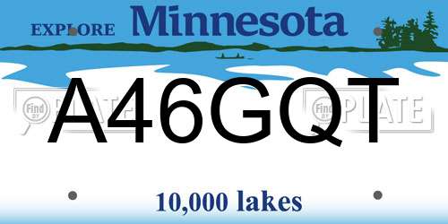 A46GQT Minnesota License Plate
