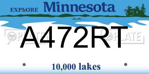 A472RT Minnesota License Plate