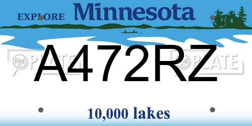 A472RZ Minnesota License Plate