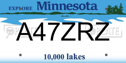 A47ZRZ Minnesota License Plate