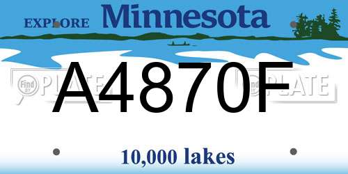 A4870F Minnesota License Plate