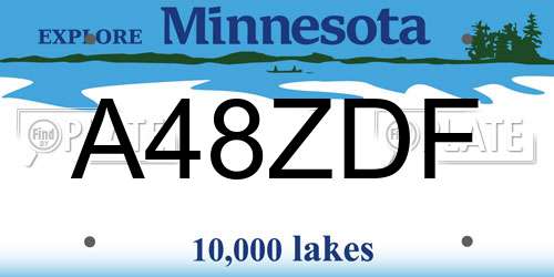 A48ZDF Minnesota License Plate