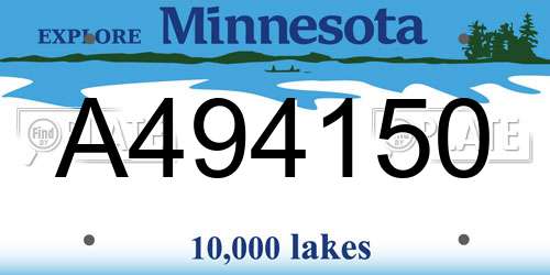 A494150 Minnesota License Plate
