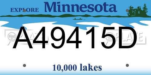 A49415D Minnesota License Plate