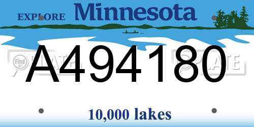 A494180 Minnesota License Plate