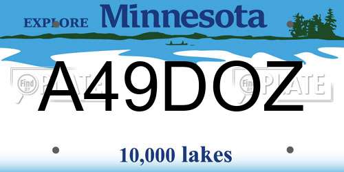 A49DOZ Minnesota License Plate
