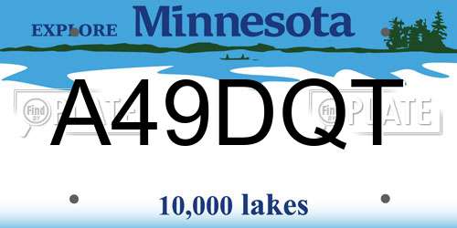 A49DQT Minnesota License Plate