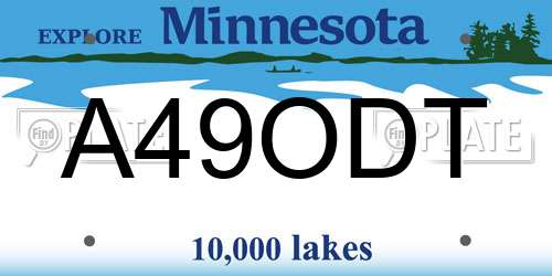 A49ODT Minnesota License Plate