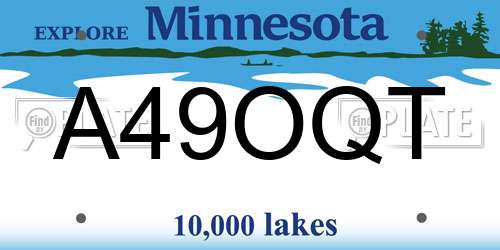 A49OQT Minnesota License Plate
