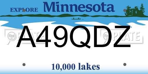 A49QDZ Minnesota License Plate