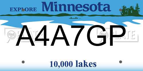 A4A7GP Minnesota License Plate