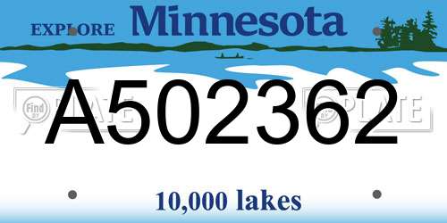 A502362 Minnesota License Plate