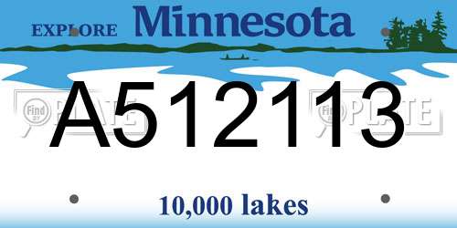 A512113 Minnesota License Plate