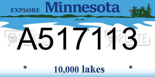 A517113 Minnesota License Plate