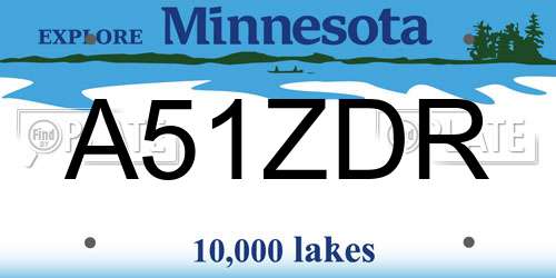 A51ZDR Minnesota License Plate