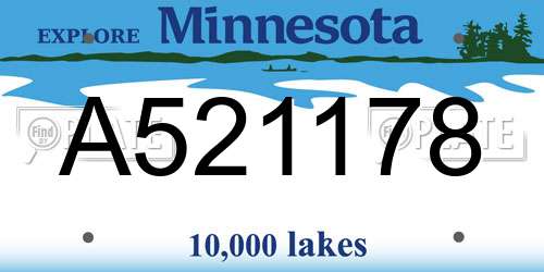 A521178 Minnesota License Plate