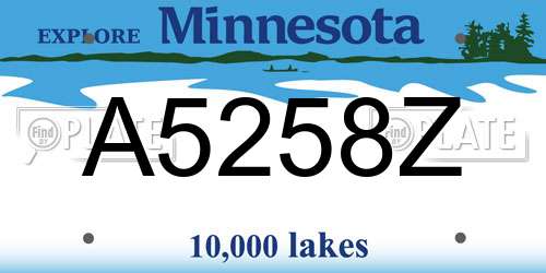 A5258Z Minnesota License Plate
