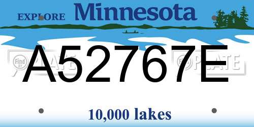 A52767E Minnesota License Plate
