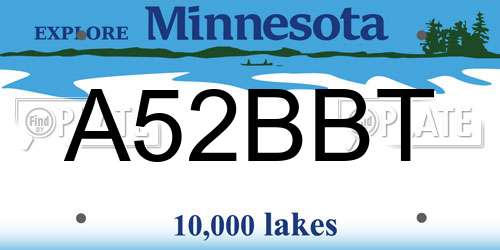 A52BBT Minnesota License Plate